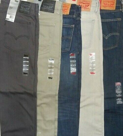 Levis 513 Mens Jeans Straight Fit Blue Black Brown Tan Gray 