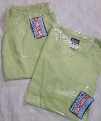 Cherokee Authentic Workwear Scrub Set Celery Green Pants L Petite Labcoat L NWT - Image 1 of 4