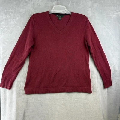 Suéter Eddie Bauer Para Mujer Grande Rojo Cuello en V Algodón Mezcla Cachemira Pullover Foto 1 de 4