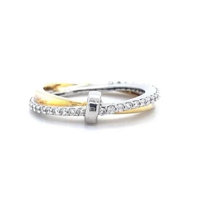0.33 Ct Natural Diamond Knot Band Ring 14K Gold Dual Tone Stackable Everyday - Image 1 of 4
