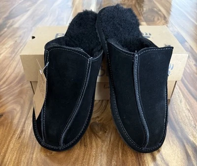 NUEVO BEARPAW Hombre Pierre Negro Gamuza Zapatillas Talla 9 Forradas de Lana Foto 1 de 4