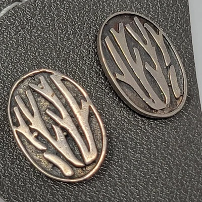 Modernist Style 925 Sterling Silver Branch Oval Stud Earrings - Image 1 of 4