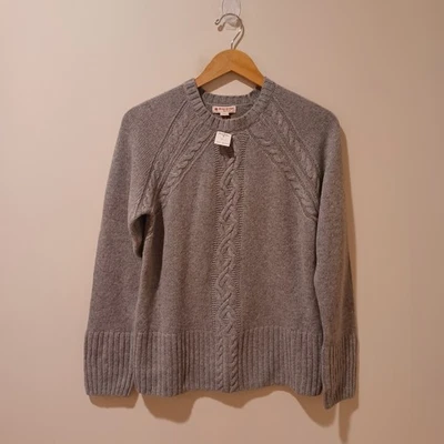 NWT Brooks Brothers Womens Cable Knit Pullover Sweater L Alpaca/Merino Wool Gray - Image 1 of 4