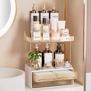 Organizador bano 2 niveles 2 cajones encimera maquillaje cuidado piel ambar - Bild 1 von 12
