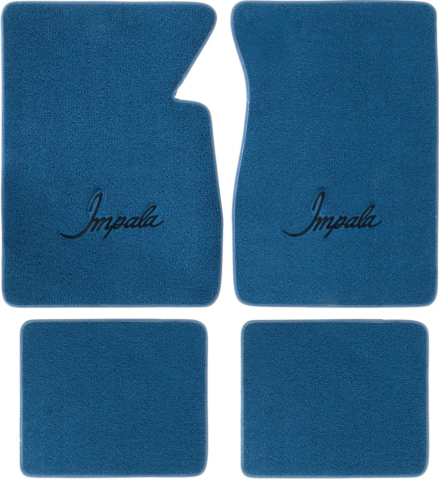 Juego de 4 alfombrillas Chevrolet Bel Air 1958-70; bucle; logotipo Impala Script; pantalla Foto 1 de 4