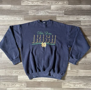 Vintage Notre Dame Fighting Irish Crewneck Sweatshirt Mens Medium Blue Green 90s - Picture 1 of 7