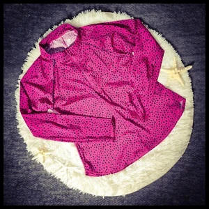 Large High-Neck Magenta Spotted all in motion Long Sleeve Swim Shirt - Picture 1 of 9