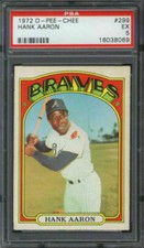 1972 O-Pee-Chee #299 Hank Aaron PSA 5 Atlanta Braves HOF