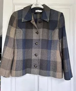 Avoca Wool Jacket Womens 14 Check Vintage Blazer Coat Country Made In Ireland - Picture 1 of 10