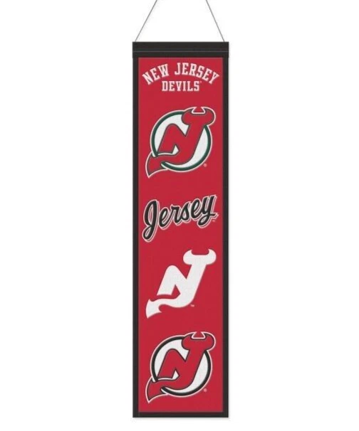 NUEVA JERSEY DIABLOS EVOLUCIONES BANNER LANA BORDADA 8"X32" CON CUERDA COLGANTE Foto 1 de 1