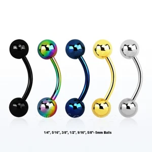 16G PVD Plated 316L Surgical Steel Navel Ring Belly Button Ring with 5mm Balls - Picture 1 of 2