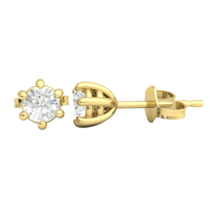 14k Gold Stud Earrings 0.4ct Round Lab-Created Diamond 8 Prong Basket Solitaire - Picture 1 of 21