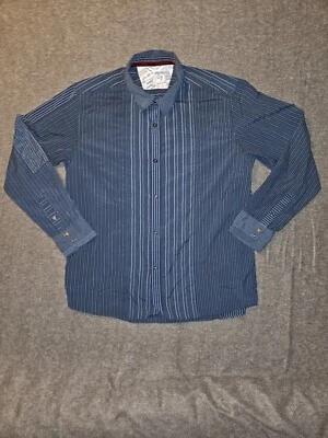 Quicksilver Button Up Shirt Men's XL Long Sleeve Blue Striped Casual Logo 90's - Image 1 of 4
