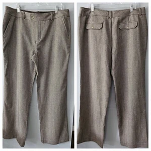 Eddie Bauer Dress Pants Women’s Size 18 Brown Herringbone Wool Cotton Stretch  - Picture 1 of 17