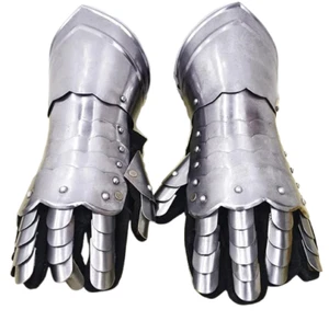 Mittelalter Unterarm Stulpen Handschuhe Stahl Finger Rüstung Gothic LARP Krieger Cosplay - Bild 1 von 3