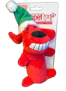 Multipet Loofa Holiday Red Small Santa Hat 6" Dog Toy Ultra Soft Doggy Squeaky - Picture 1 of 1