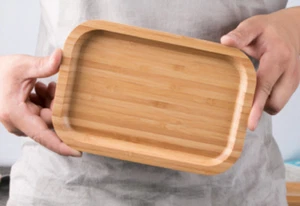 Japanese-style Handmade Bamboo Rectangular Plate Tray Natural Solid Wood Tray - Picture 1 of 3