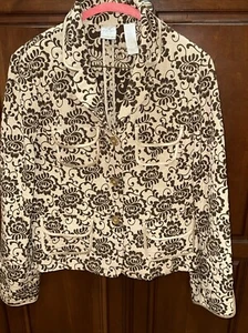 Emma James  Liz Claiborne Brown/Tan Floral Vintage Shoulder Pads  Size 12 - Picture 1 of 18