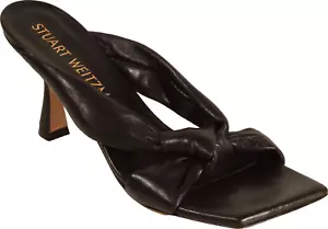 Stuart Weitzman Playa 75 Mujer Puntera Cuadrada Tacón Cuero Negro EE. UU. 10 - Imagen 1 de 5