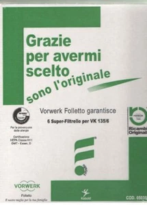 SACCHI FOLLETTO VK135/136 ORIGINALI VORWERK MICROFIBRA + 6 DOVINA COMPATIBILI - Picture 1 of 1