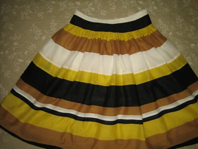 Saia estilo Anthropologie, algodão linha A tricolor. Preto branco amarelo.  6 Novo sem etiquetas - Imagem 1 de 4