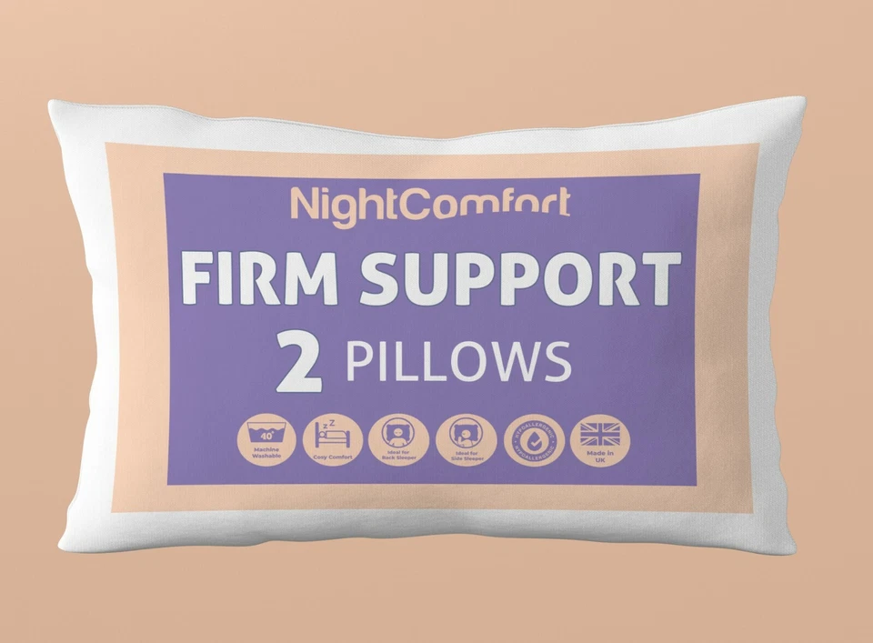 NightComfort Super Firm Supportive Pillow for Side Sleepers Microfiber Pack of 2