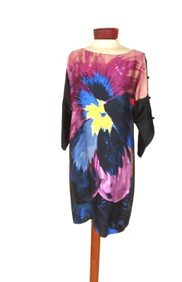 Vestido Vaina Arte Usable Tibi Mujeres Hombro Frío Rodilla Floral Seda Talla 2 Nuevo sin Etiquetas Foto 1 de 4