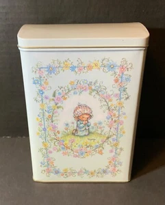 VTG Mary Hamilton Hallmark Tin w/ Lid Little Girl Praying Surrounded Flowers HTF - Picture 1 of 8