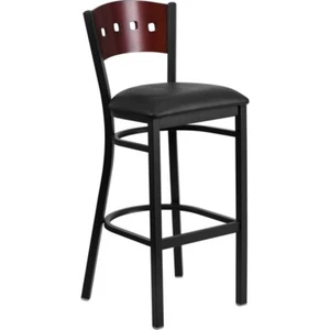 Flash Metal Restaurant Bar Stool, Black, Mahogany - XU-DG-60515-MAH-BAR-BLKV-GG - Picture 1 of 1