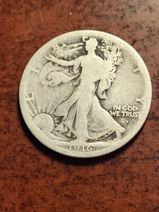 1916 S Walking Liberty Silver Half Dollar, key date San Francisco inv06 h70gw - Picture 1 of 2