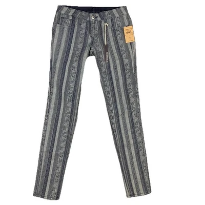 Jeans skinny feminino reversível Cult of Individuality listra teaser cintura baixa 25 - Imagem 1 de 4