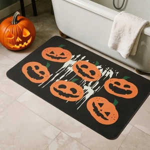 Alfombra de baño de Halloween, alfombra de baño delgada de Halloween antideslizante de secado rápido calabaza Ba... - Imagen 1 de 9