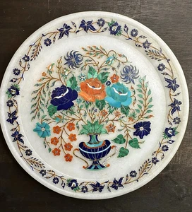 Marquetry Parchin Kari Marble Plate Handmade - Stone Inlay - Art - 7” - Picture 1 of 7