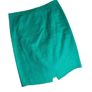 J. Crew Pencil Skirt Womens 2 Green 100% Cotton Straight Preppy Office A2080 - Picture 1 of 9