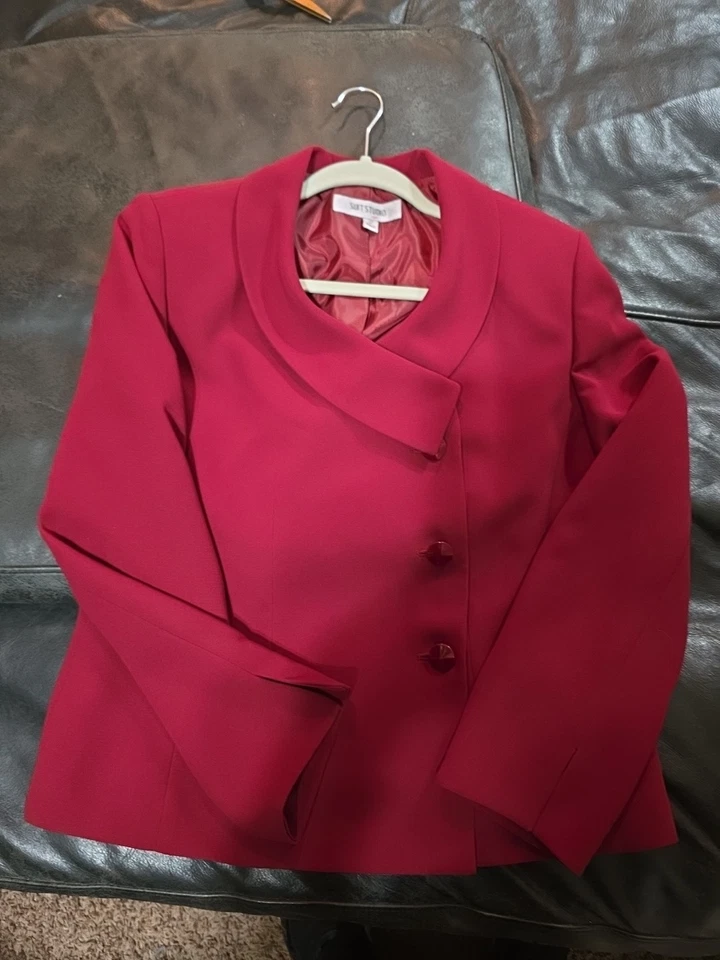 Traje chaqueta traje Suit Studio para mujer rojo rubí 100 % poliéster 1 pieza talla 12  Foto 1 de 4