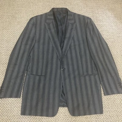 Blazer Zacchi Para Hombres 100% Lana 1 Botón Negro Azul Rayas 46R Clásico Boda Foto 1 de 4