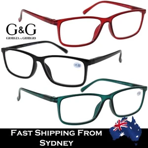 Mens Womens Fashion Reading Glasses Black Green Red Frames Spring Loaded Arms - Picture 1 of 23