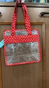 TRANSPARENT TOTE BY GIBSON RED/WHITE DOTS NWT - Picture 1 of 1