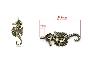 2X SEEPFERDCHEN ANHÄNGER Bronze Metall Halskette Armband Modeschmuck - Bild 1 von 1
