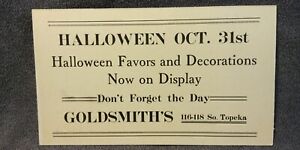 1930s Goldsmith's 116 118 So Topeka Wichita Kansas Halloween October 31 Card S79