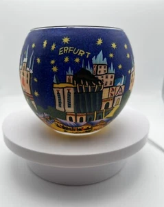 LEUCHTGLAS Hand Painted Quality Glass Candle Holder Erfurt, Germany Luminous - Picture 1 of 12