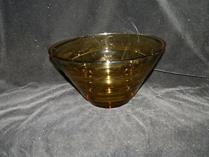 Vintage, Amber, Glass, Swirl Design, 10" Diameter, Salad Bowl - Picture 1 of 4
