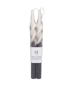Black Ombre Twisted 10" Unscented Taper Candles Set of 2 New - Picture 1 of 1