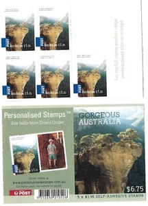 Booklet Gorgeous Australia 5 x $1.35 Stamps Front, Back shown. 1 Booklet Peel - Picture 1 of 1