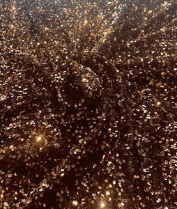 Brown Sequin on Stretch Velvet 4-Way stretch fabric by the yard 60" Wide - Picture 1 of 3