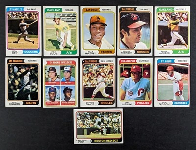 Lote de 11 tarjetas de béisbol 1974 Topps Carlton Fisk Bob Gibson Foto 1 de 3