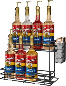 Coffee Syrup Organizer Rack - 8 Syrup Bottle Holder Stand for Coffee Bar Coffee - Picture 1 of 6