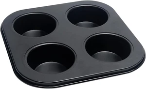 4 Cup Muffin Pan Mold, Non-Stick Cupcake Baking Pan Mini Pie Pans, Carbon Steel - Picture 1 of 12