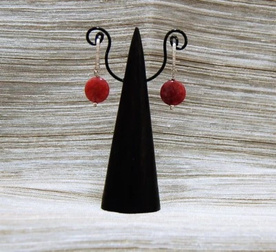 ORECCHINI pendenti PIETRA AGATA PRUGNA MONACHELLE STRASS ZIRCONI ARGENTO 925 - Immagine 1 di 2