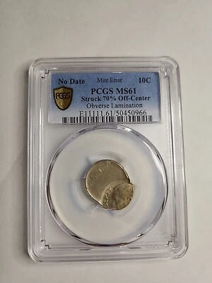 Roosevelt Dime 10C PCGS MS61 Mint Error 70% Off Center Struck obverse Lamination - Image 1 of 4